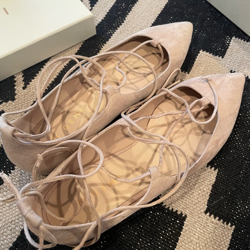 m.gemi latte brezza, 38.5 - suede lace-up flats
